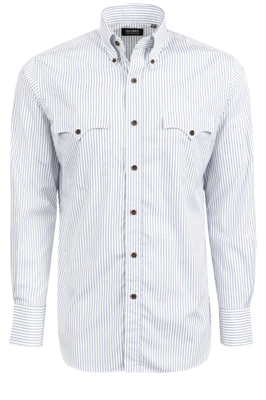 Lyle Lovett for Hamilton Snap Front Shirt - Striped White sold by Pinto Ranch