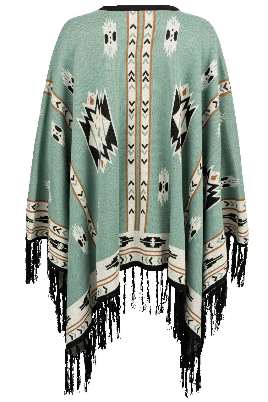 Pinto Ranch Aztec Print Cape - Light Green sold by Pinto Ranch product image thumbnail 2