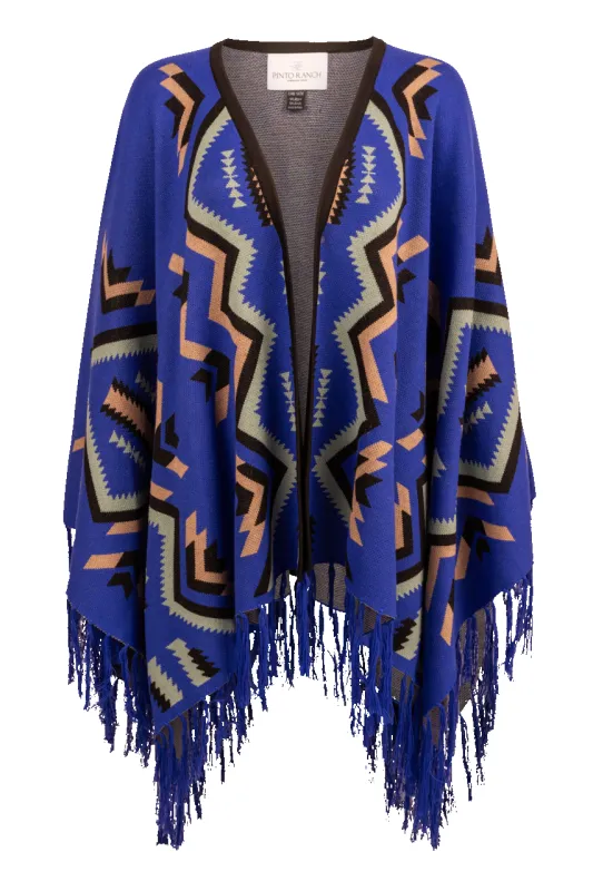 Pinto Ranch Aztec Print Cape - Sapphire sold by Pinto Ranch