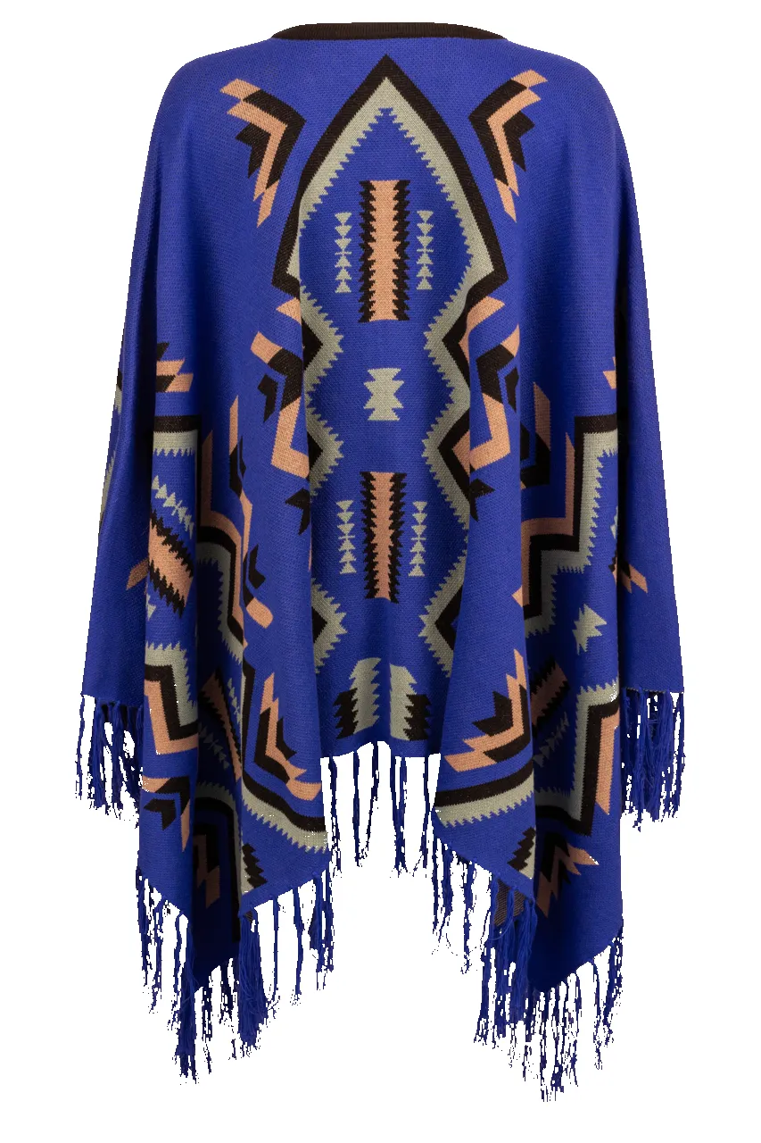 Pinto Ranch Aztec Print Cape - Sapphire sold by Pinto Ranch product image thumbnail 2