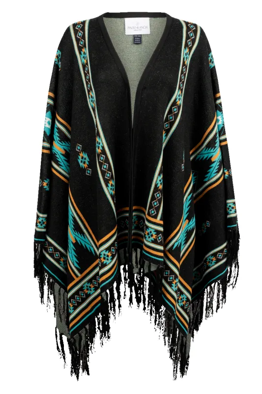 Pinto Ranch Aztec Print Cape - Black sold by Pinto Ranch