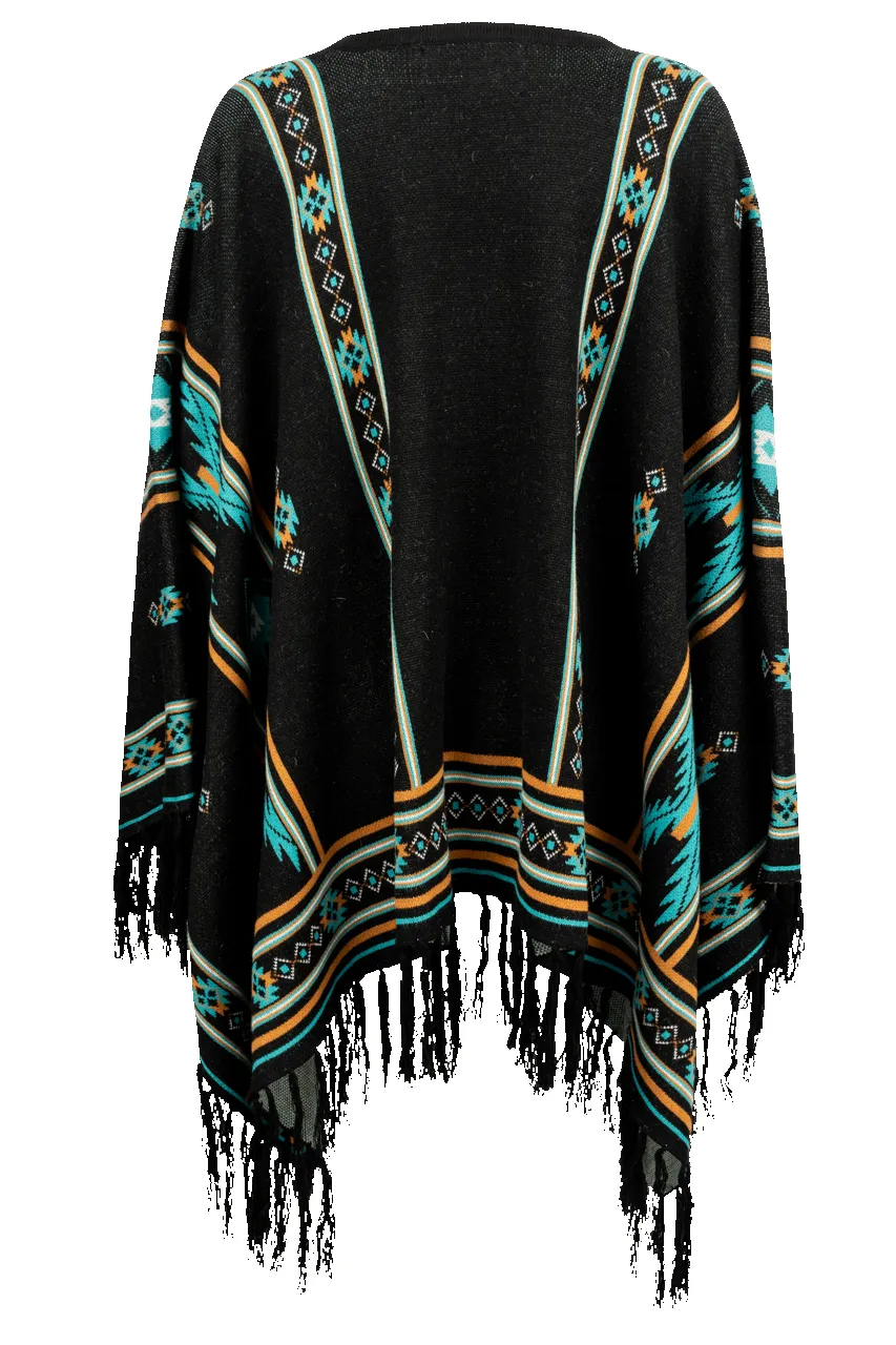 Pinto Ranch Aztec Print Cape - Black sold by Pinto Ranch product image thumbnail 2