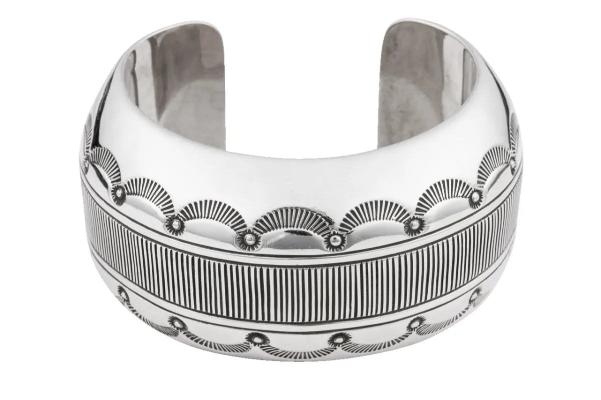 Engraved Chunky Silver Bracelet sold by Pinto Ranch