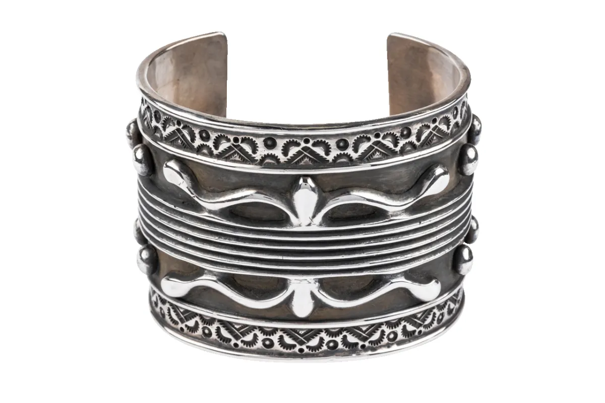 Chunky Engraved Silver Bracelet sold by Pinto Ranch
