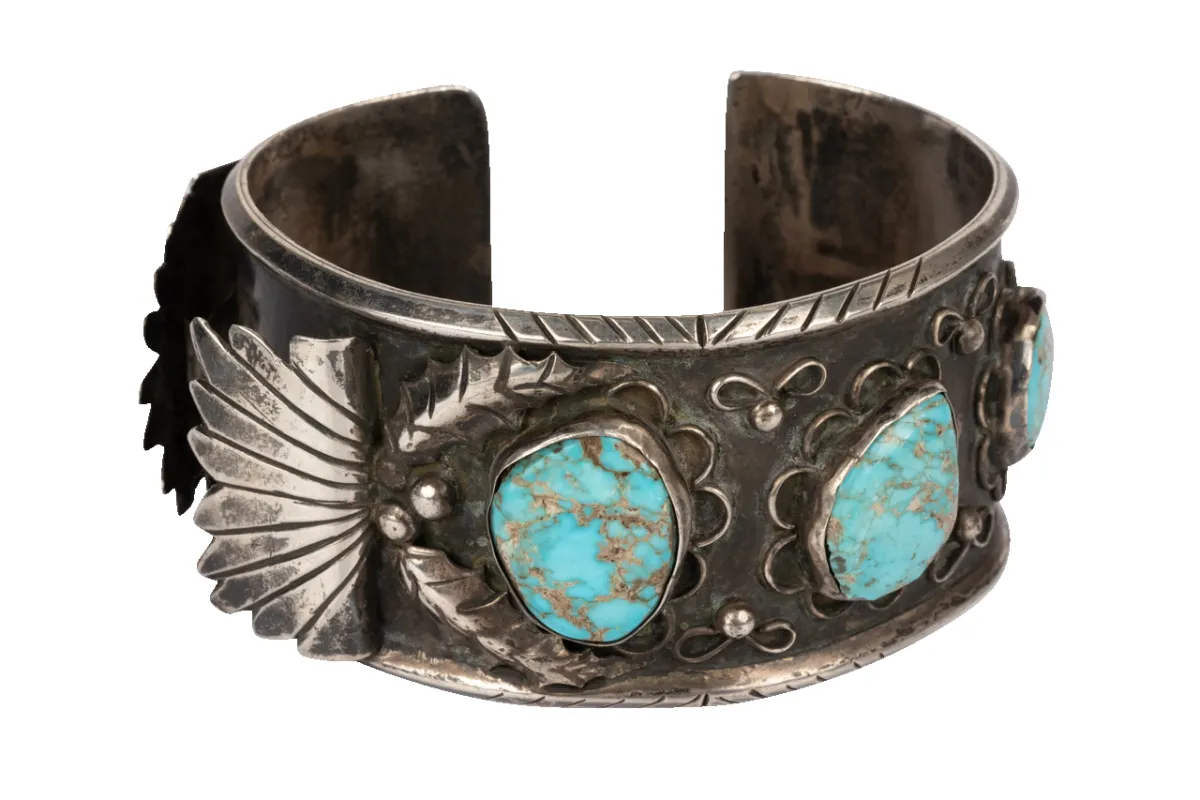 Silver and Turquoise Cuff Bracelet sold by Pinto Ranch