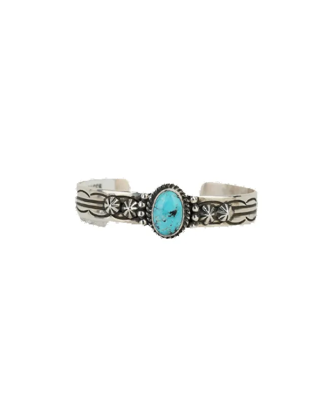 Sterling Silver with Turquoise Cuff by J Nelson sold by Pinto Ranch