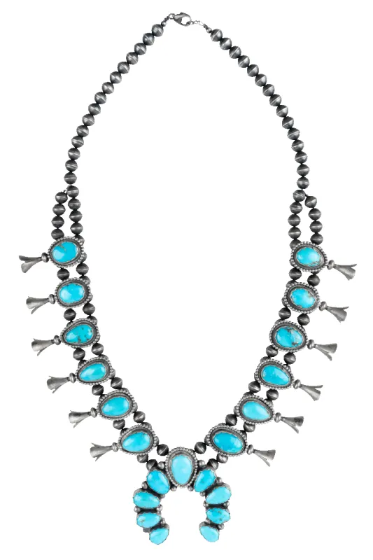 Light Turquoise Squash Blossom Necklace sold by Pinto Ranch