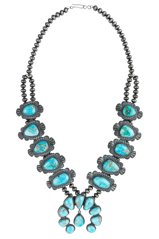 Large Stone Squash Blossom Necklace sold by Pinto Ranch