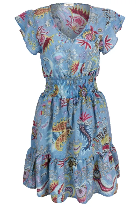Dylan Printed Blue Ruffle Dress sold by Pinto Ranch