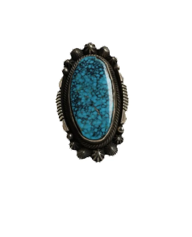Oval Turquoise and Silver Ring sold by Pinto Ranch