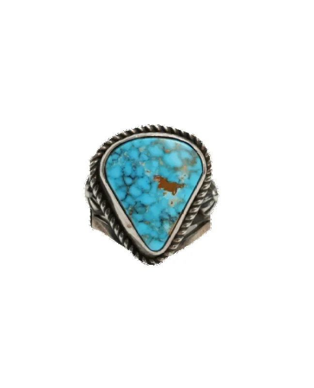 Engraved Navajo Turquoise Ring sold by Pinto Ranch