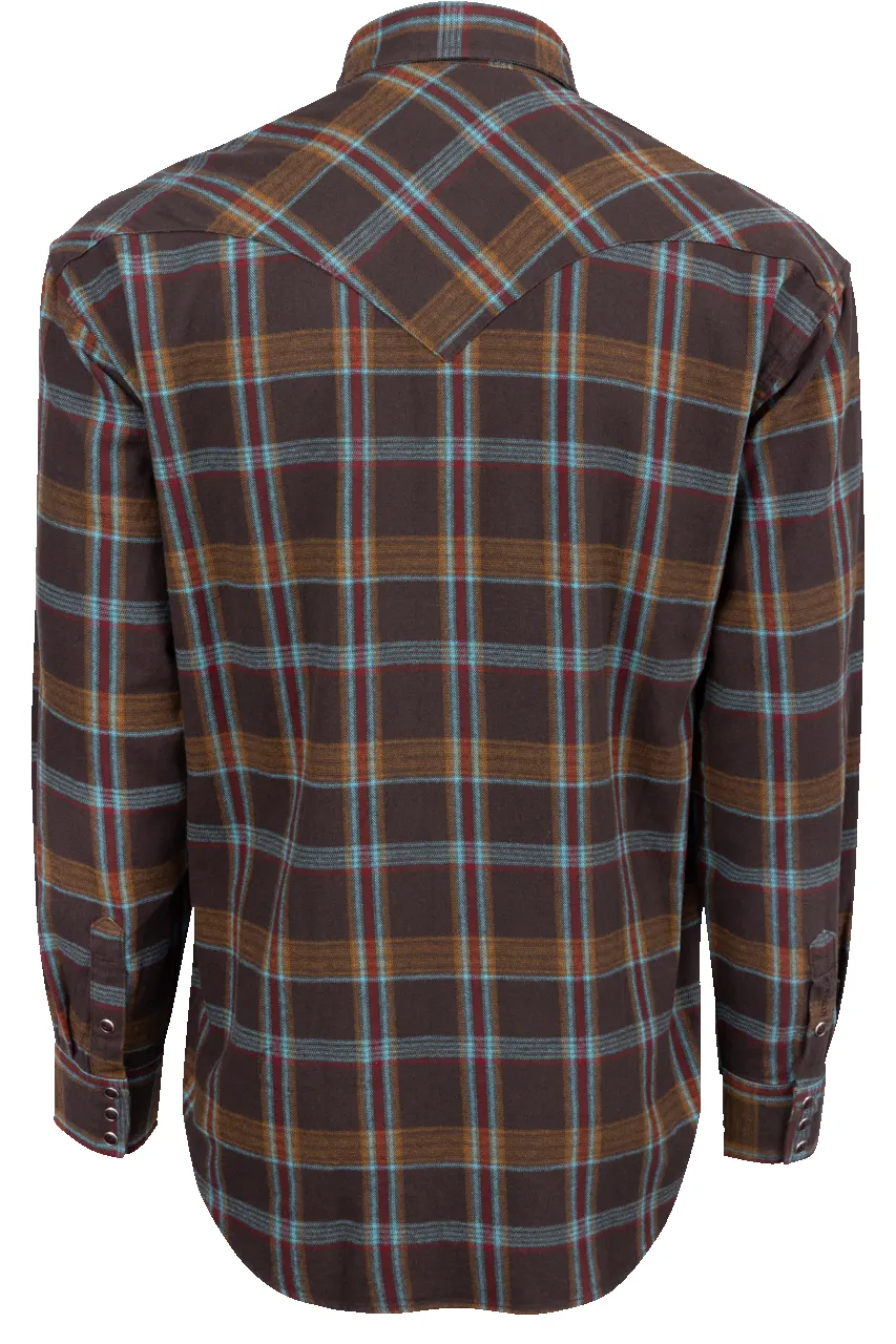Stetson Men's Twill Flannel Snap Front Shirt - Brown sold by Pinto Ranch product image thumbnail 2