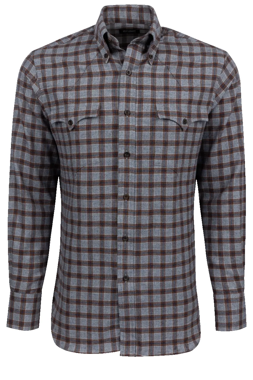 Lyle Lovett for Hamilton Snap Front Shirt - Brown and Navy sold by Pinto Ranch