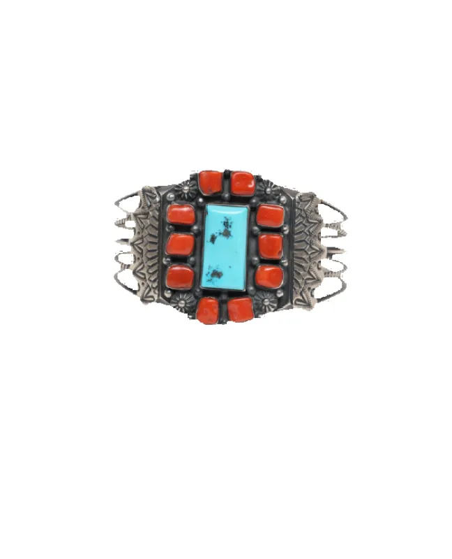 Chunky Coral and Turquoise Bracelet made by Pinto Ranch