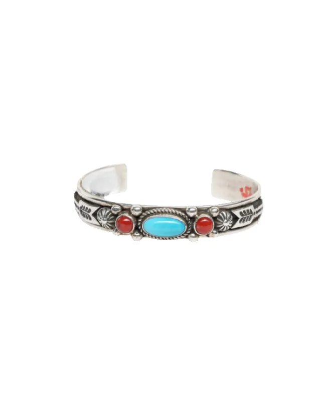 Turquoise and Coral Cuff Bracelet sold by Pinto Ranch