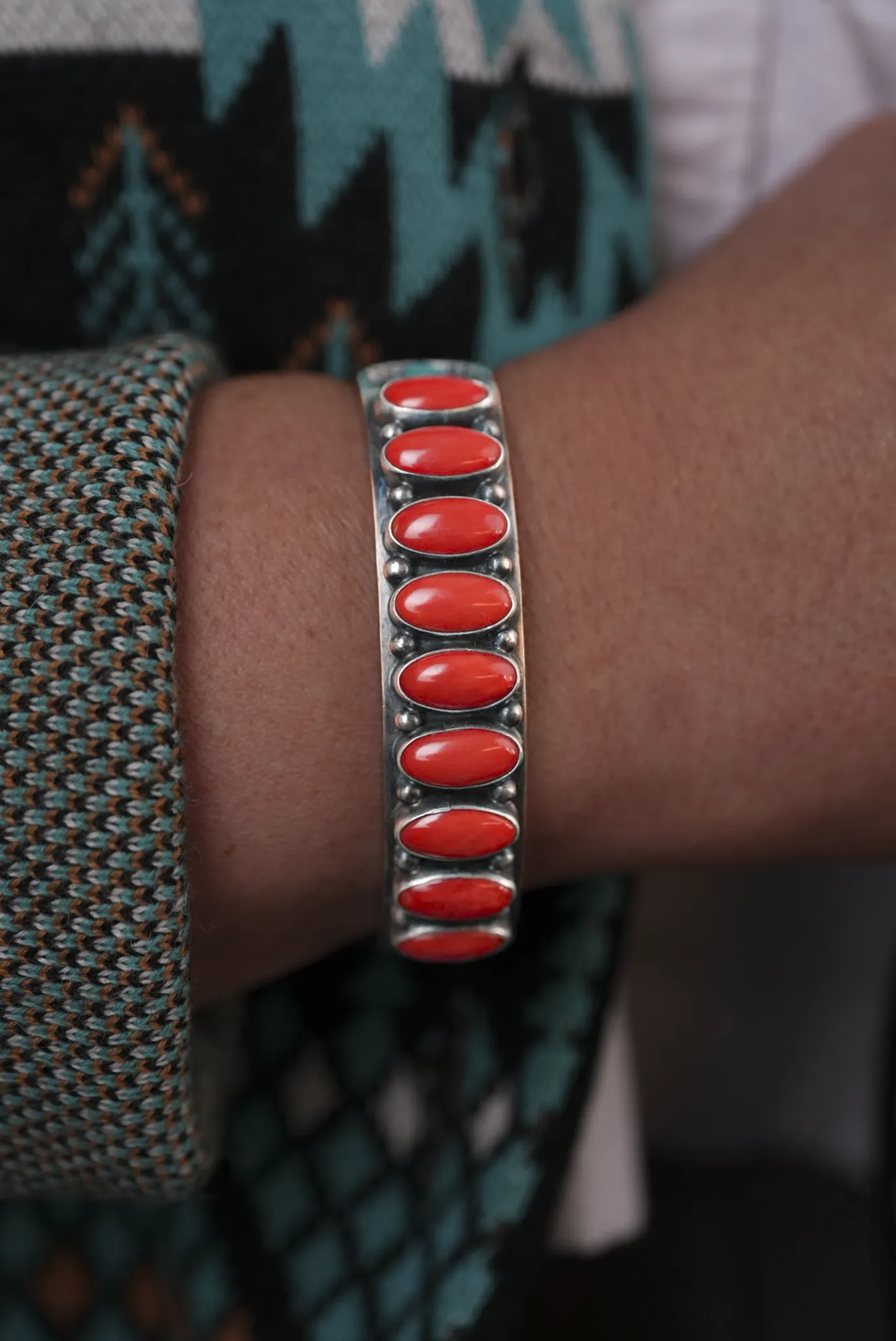 Navajo Coral Cuff Bracelet sold by Pinto Ranch product image thumbnail 3