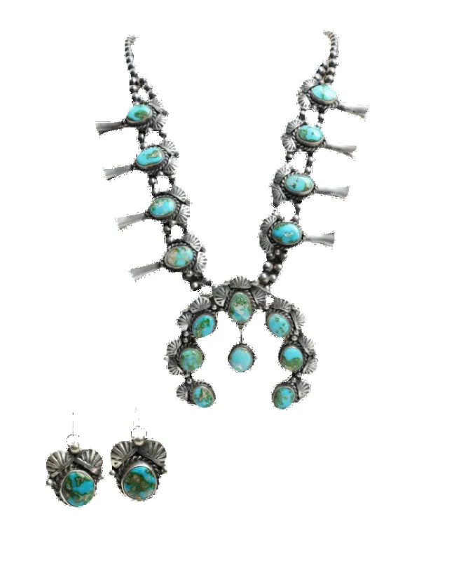 Turquoise Squash Blossom Necklace Set sold by Pinto Ranch
