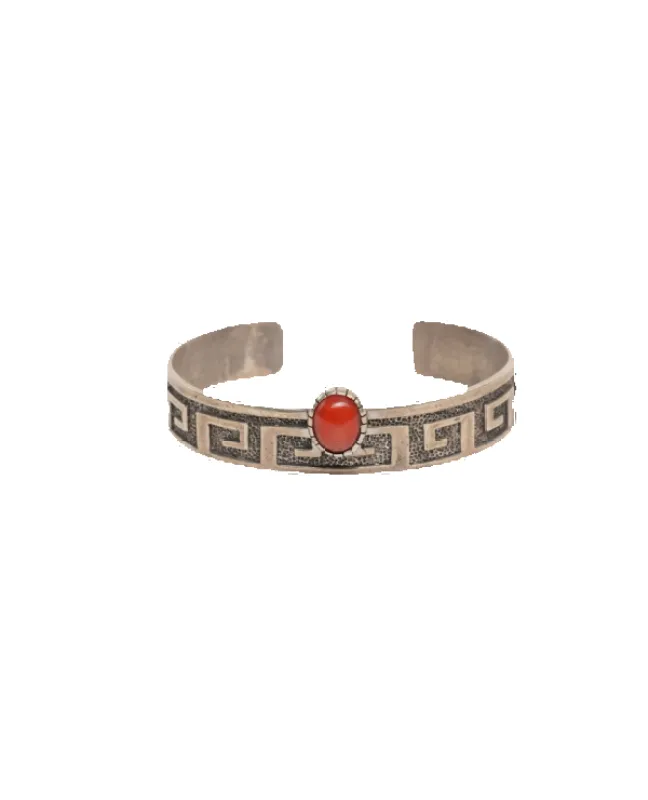 Single Stone Coral Cuff Bracelet sold by Pinto Ranch