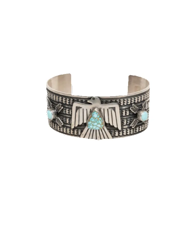 Silver and Turquoise Eagle Cuff Bracelet sold by Pinto Ranch