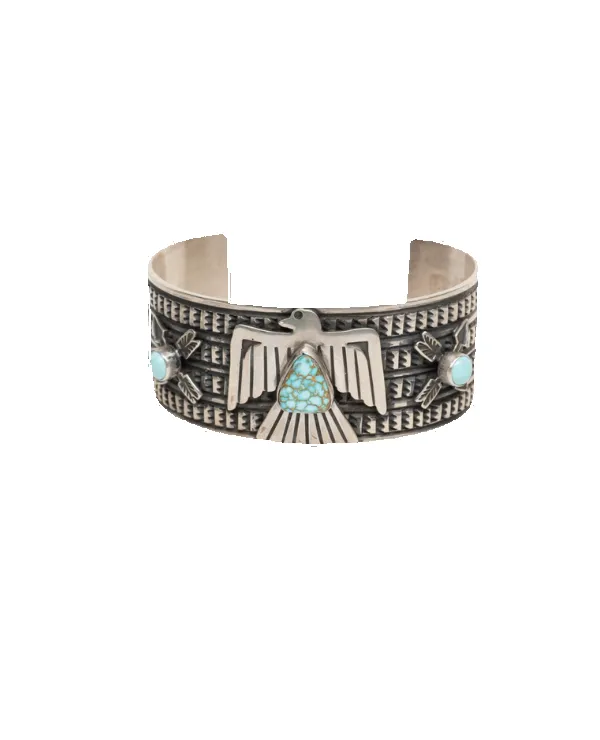 Silver and Turquoise Eagle Cuff Bracelet sold by Pinto Ranch