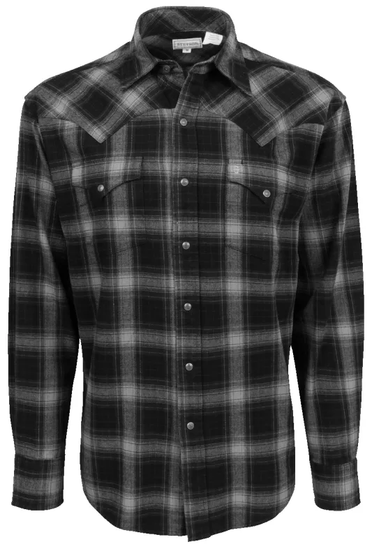 Stetson Men's Twill Flannel Snap Front Shirt - Black sold by Pinto Ranch