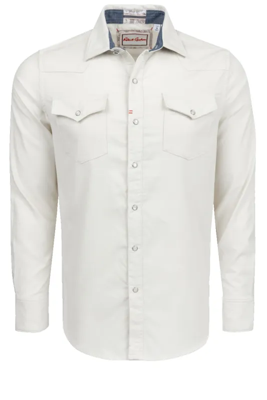 Robert Graham Wyatt Button-Front Shirt - Ivory sold by Pinto Ranch