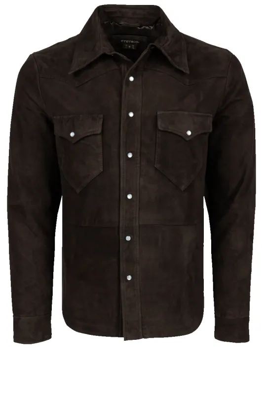 Stetson Men's Suede Shirt Jacket - Chocolate sold by Pinto Ranch