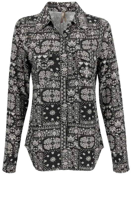 Stetson Women's Black Bandana Print Blouse sold by Pinto Ranch
