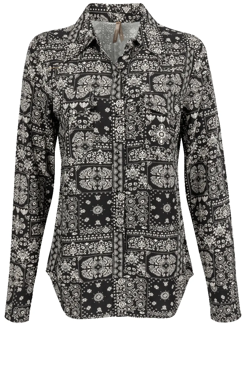 Stetson Women's Black Bandana Print Blouse sold by Pinto Ranch