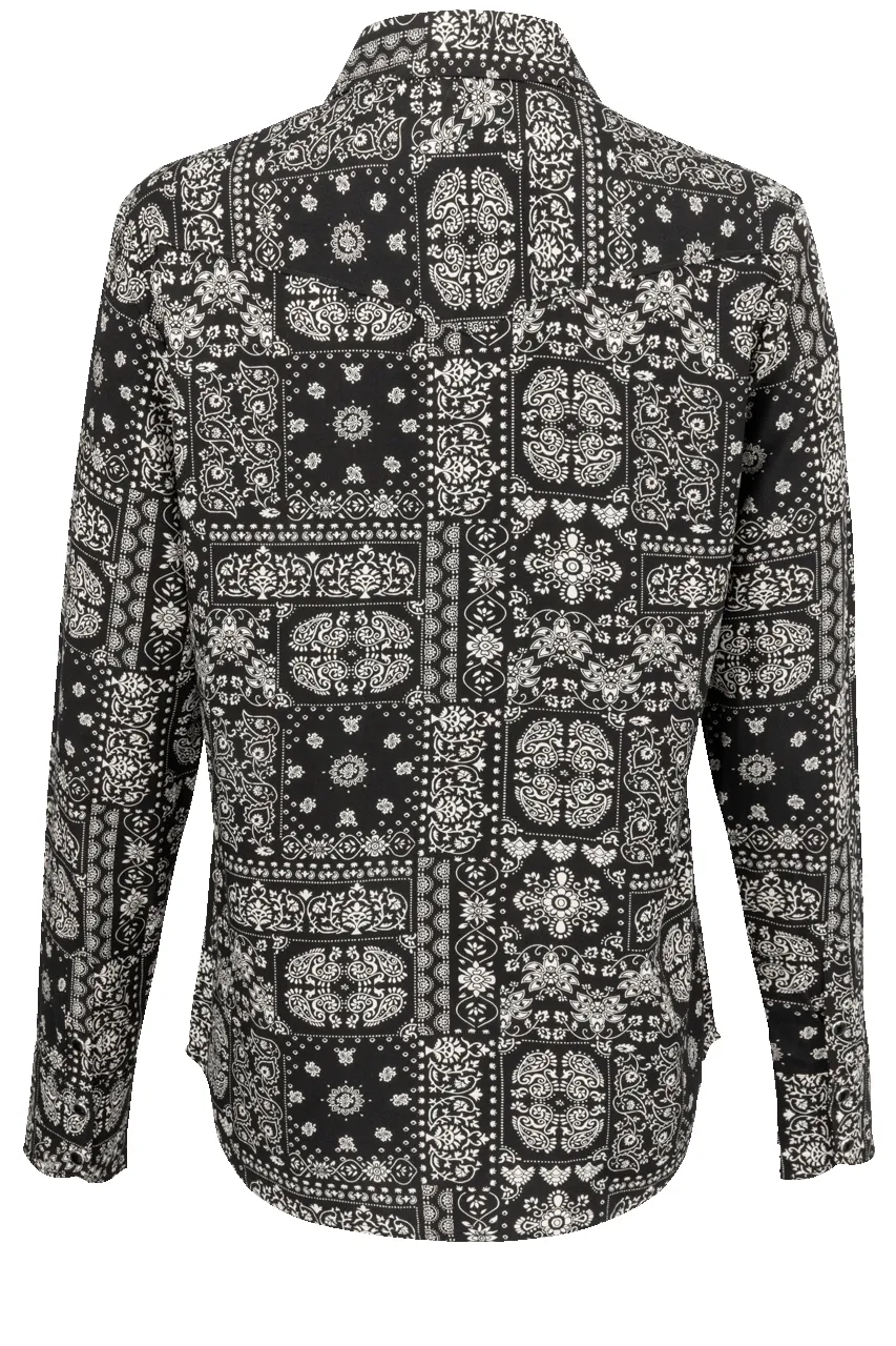 Stetson Women's Black Bandana Print Blouse sold by Pinto Ranch product image thumbnail 2