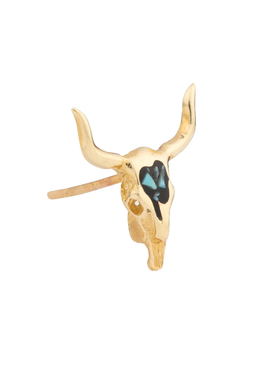 Gold and Deep Turquoise Longhorn Earrings sold by Pinto Ranch product image thumbnail 2