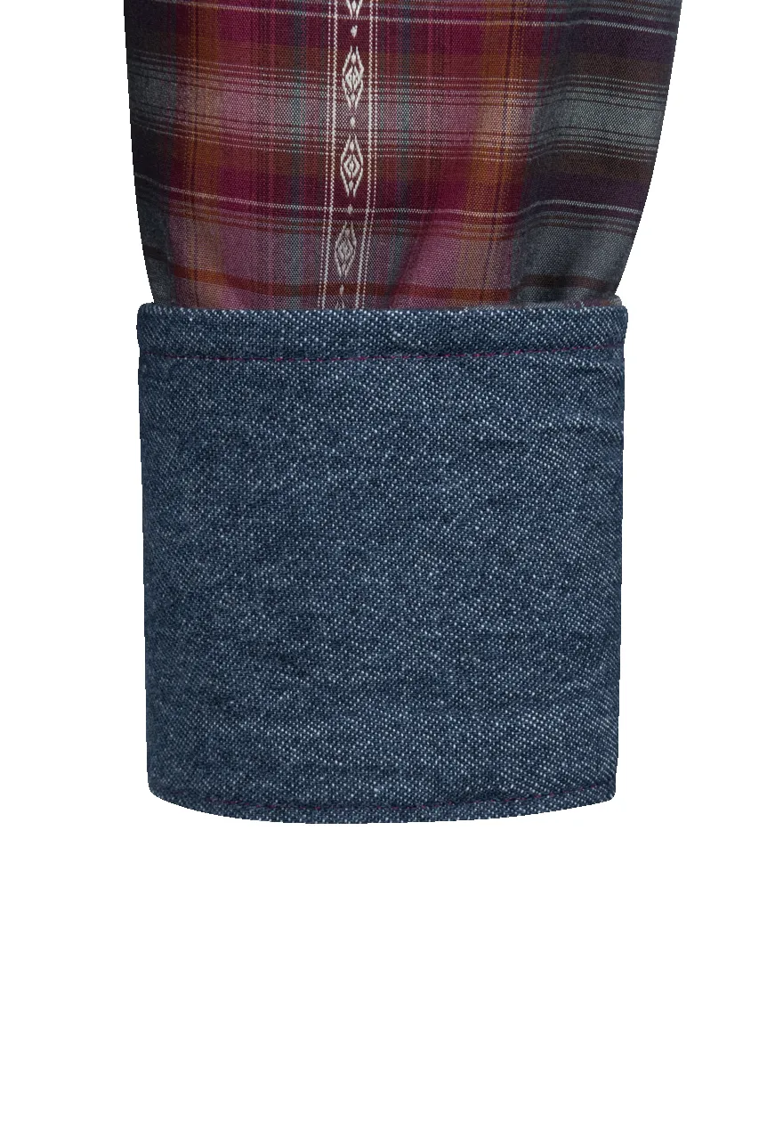 Stetson Men's Plaid Snap Front Shirt - Burgundy sold by Pinto Ranch product image thumbnail 3