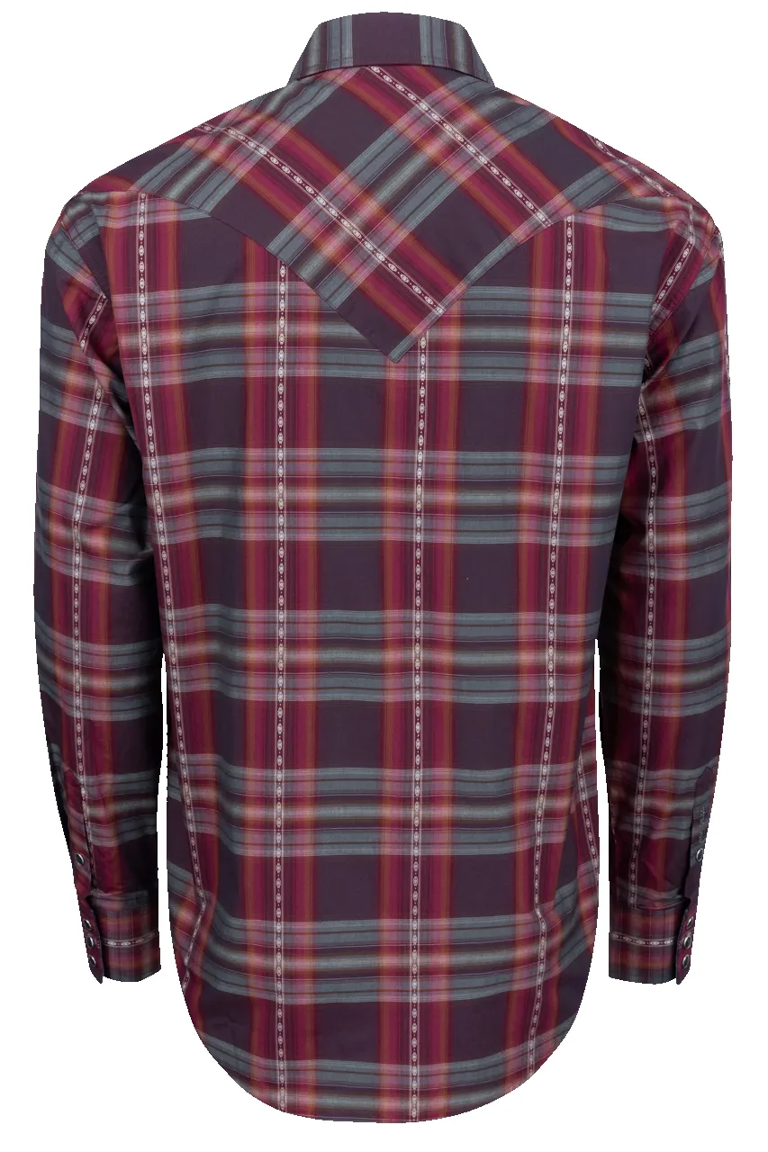 Stetson Men's Plaid Snap Front Shirt - Burgundy sold by Pinto Ranch product image thumbnail 2
