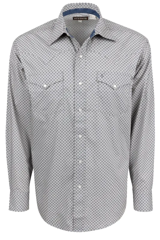 Stetson Men's Snap Front Shirt - Gray Geometric sold by Pinto Ranch