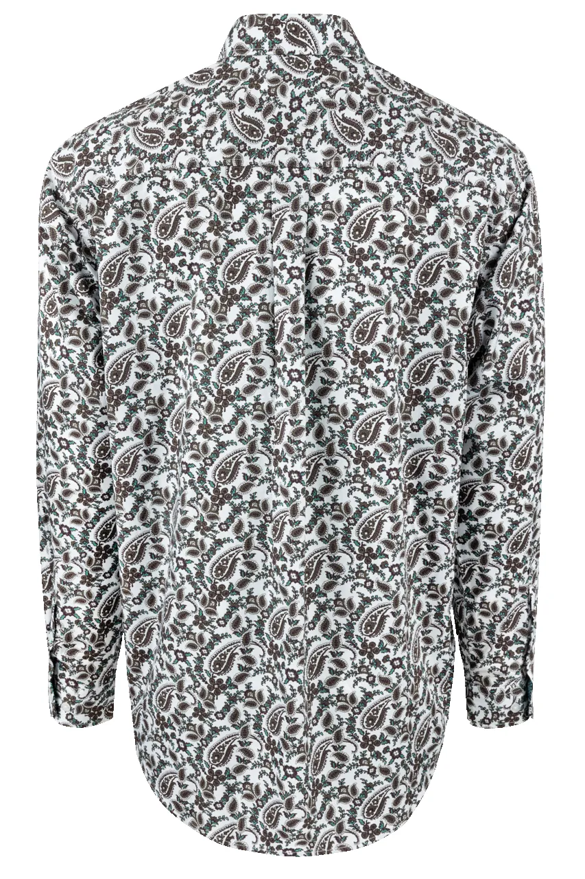 Cinch Paisley Button-Front Shirt - White and Green sold by Pinto Ranch product image thumbnail 2