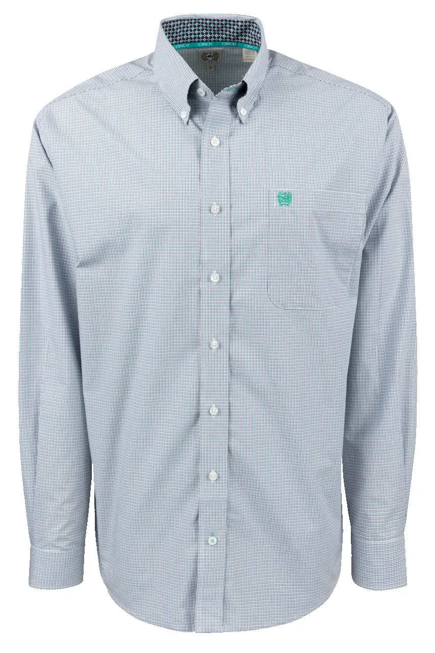 Cinch Mini Check Button-Front Shirt - Blue sold by Pinto Ranch