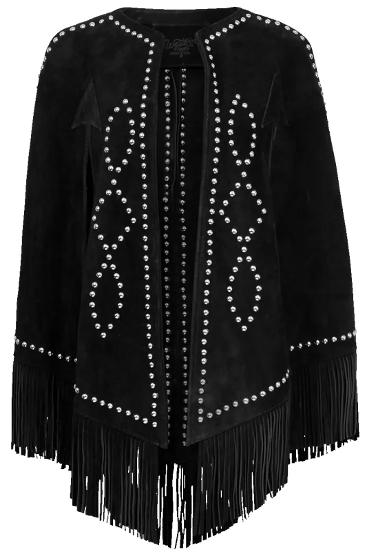 Western & Co. Midnight Studded Suede Cape sold by Pinto Ranch