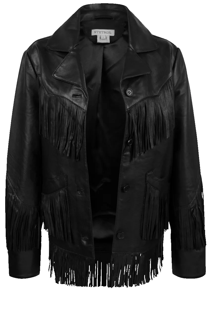 Stetson Women's Black Leather Fringe Jacket sold by Pinto Ranch