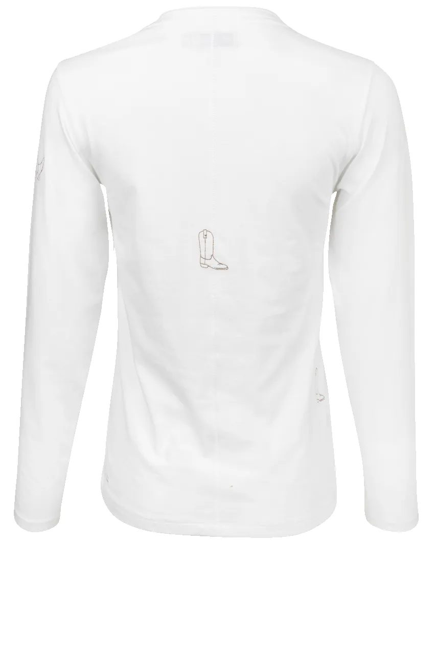 CATGEE Embroidered Boot Long Sleeve Tee sold by Pinto Ranch product image thumbnail 2