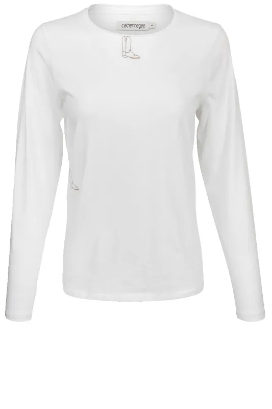 CATGEE Embroidered Boot Long Sleeve Tee made by Pinto Ranch