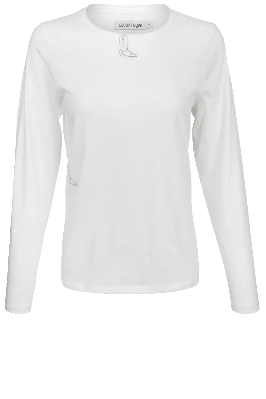 CATGEE Embroidered Boot Long Sleeve Tee sold by Pinto Ranch
