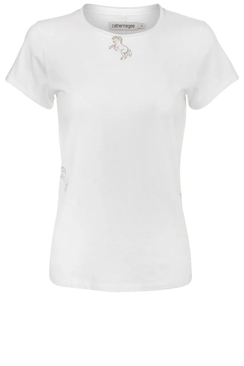 Catherine Gee Embroidered Horse Tee sold by Pinto Ranch