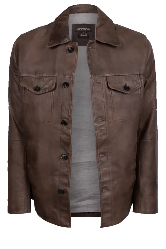Stetson Men's Western Brown Leather Jacket sold by Pinto Ranch