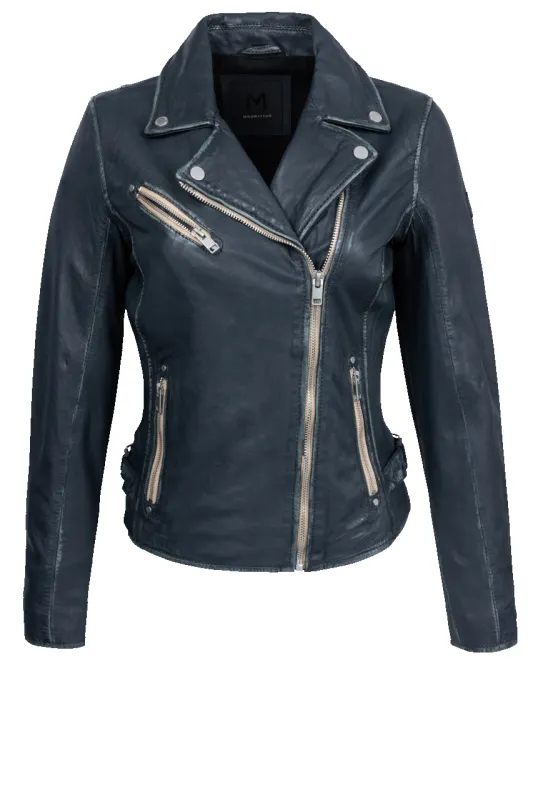 Mauritius Sofia Denim Blue Leather Jacket sold by Pinto Ranch