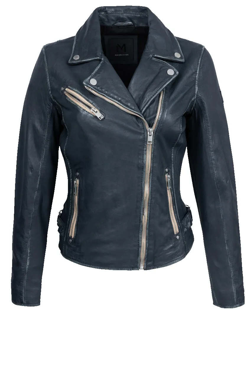 Mauritius Sofia Denim Blue Leather Jacket sold by Pinto Ranch