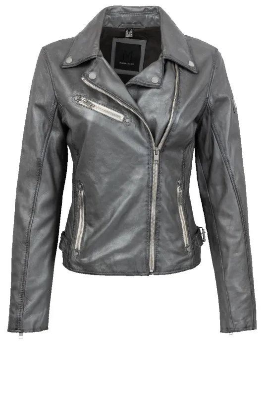 Mauritius Sofia Gunmetal Leather Jacket sold by Pinto Ranch