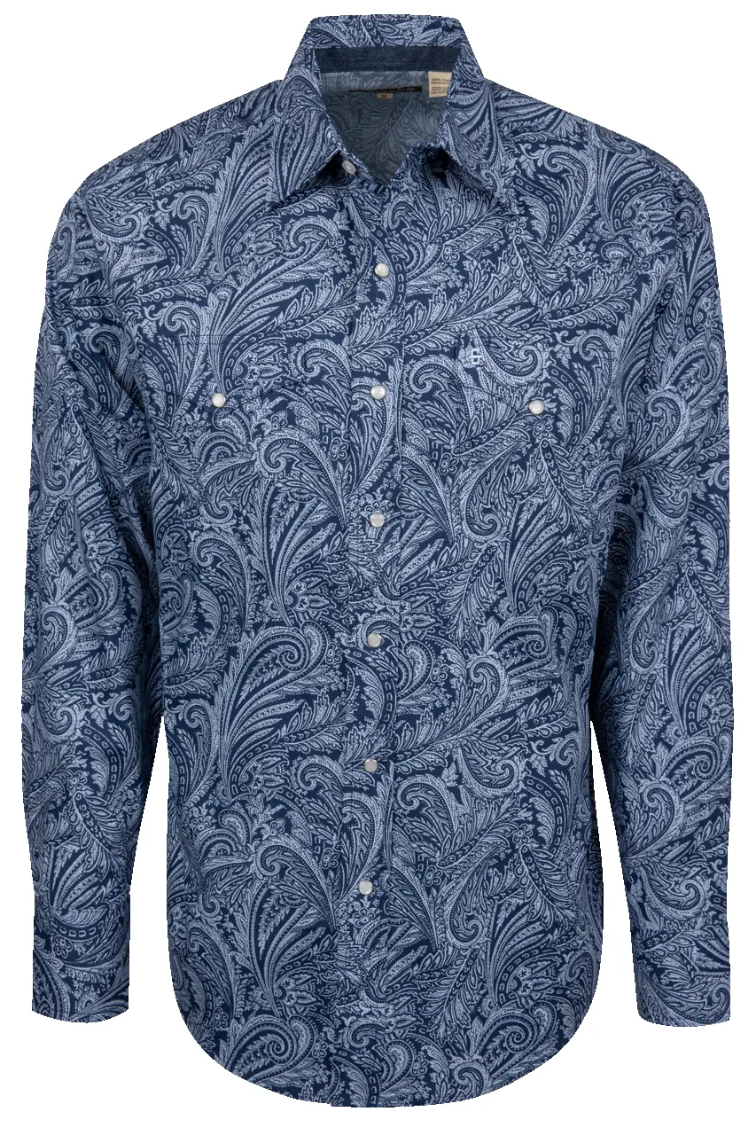 Stetson Men's Paisley Snap Front Shirt - Indigo sold by Pinto Ranch