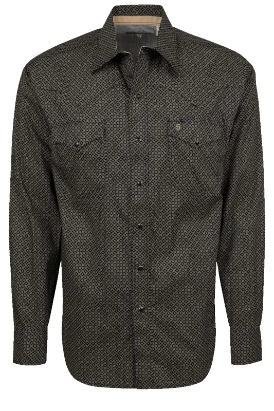 Stetson Men's Snap Front Shirt - Printed Black sold by Pinto Ranch