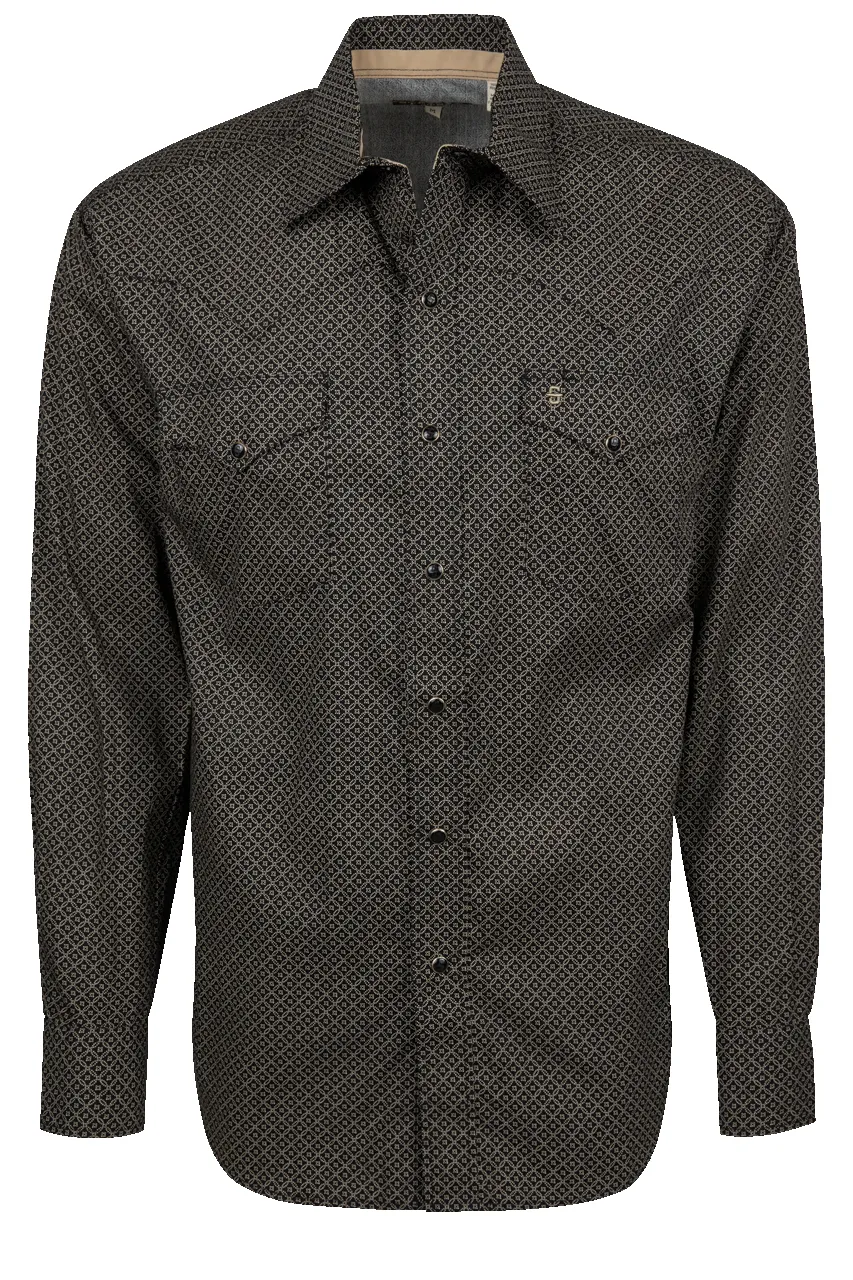 Stetson Men's Snap Front Shirt - Printed Black sold by Pinto Ranch