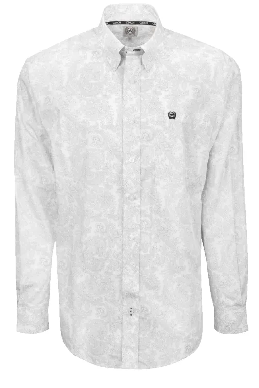 Cinch Paisley Button-Front Shirt - White sold by Pinto Ranch